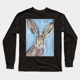 Colourful Hare ,  Blue Background Long Sleeve T-Shirt